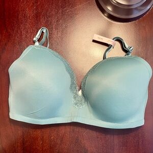 Elegant Lace Trim Bra in Light Blue